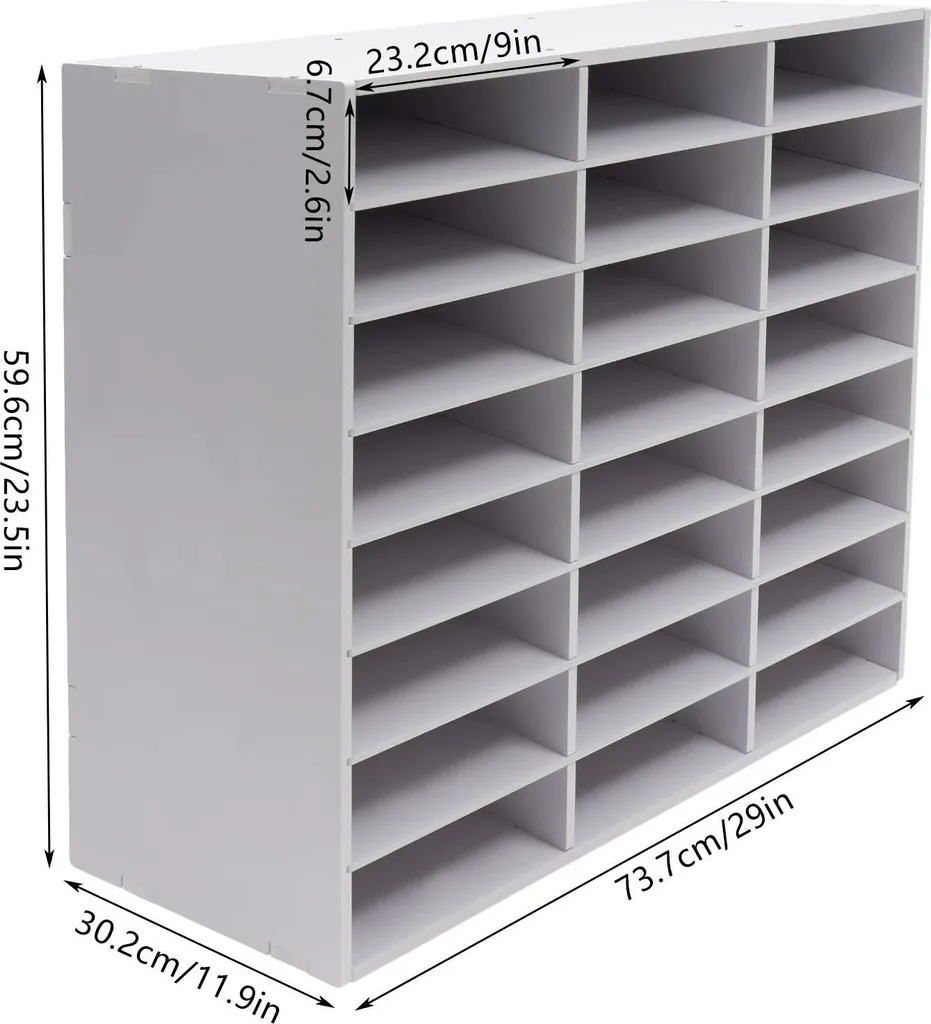 Meuble de Tri Courrier Blanc 24 Cases - Structure PVC 10mm et Feutre
