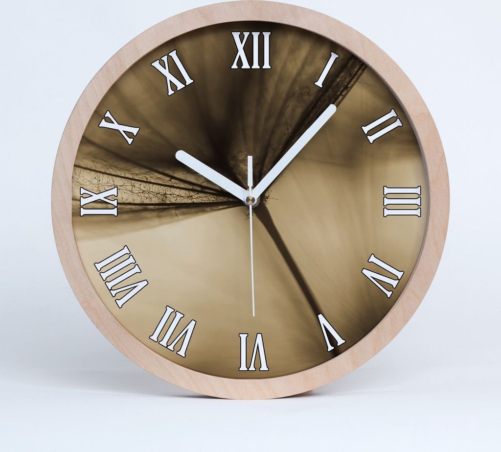 Holzuhr 30fi cm wanduhr - weiße Spitzen - Löwenzahn Samen