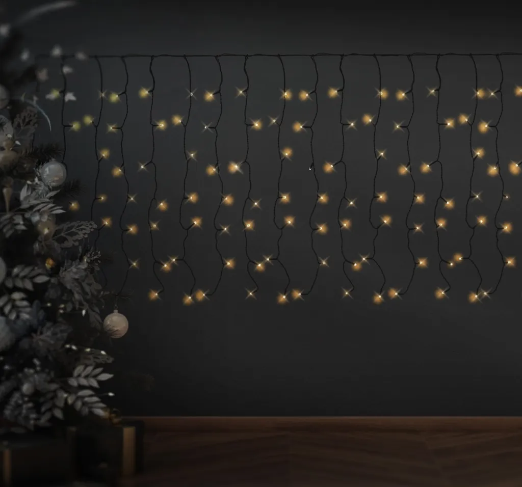 Illuminazione Ghiacciolo 189 LED Bianco Caldo: Effetto Nevicata Natale