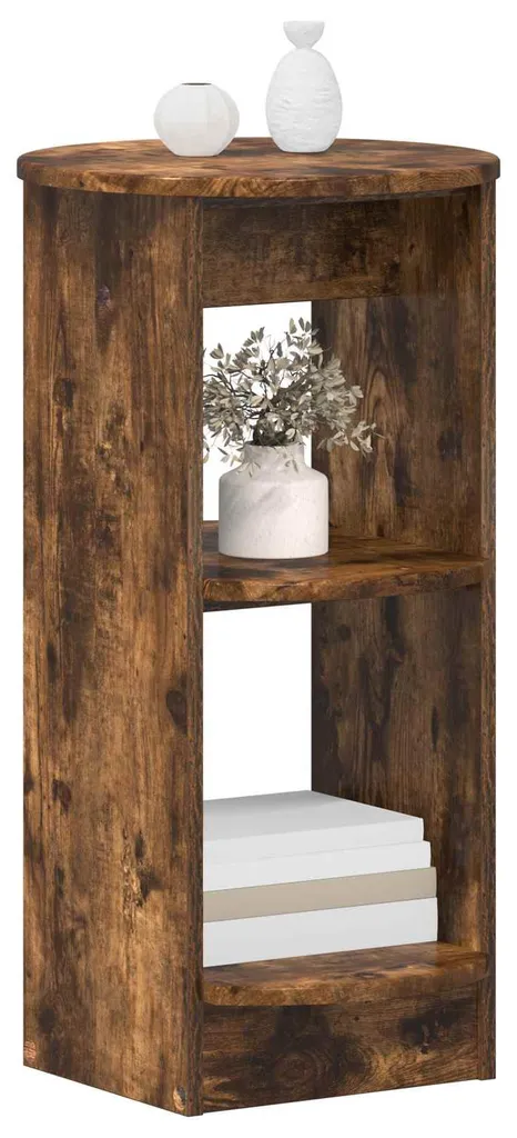 Petite colonne de rangement 75 cm chêne fumé pour salon et chambre