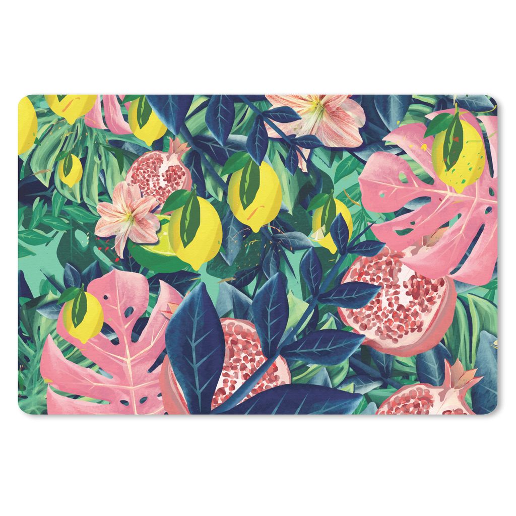 MuchoWow Schreibtischunterlage Blumen - Früchte - Farben 60x40 cm - XXL Mauspad - Großes Mauspad