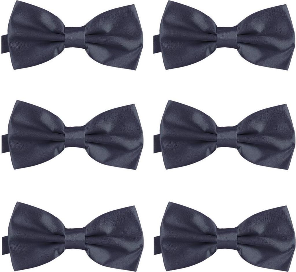 6er Set DonDon Herren Fliege 12 x 6 cm gebunden und längenverstellbar grau