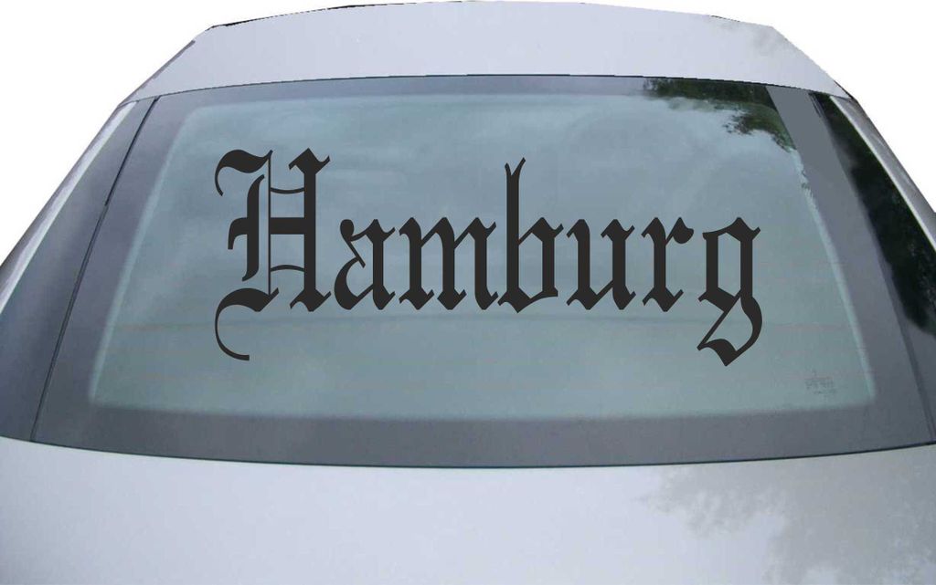 Indigos UG - Aufkleber Heckscheibe & Motorklappe DE6512 - schwarz - 600x240 mm - Stadt Hamburg - Auto Scheiben Fenster Heckklappe Tuning Racing JDM...