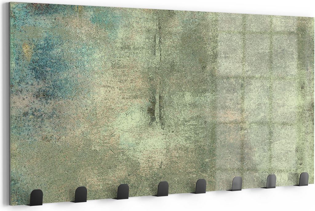 DEQORI Kleiderhaken Glas 60x30 cm 'Patina-Poesie' Wand Garderobe beschreibbar Paneel