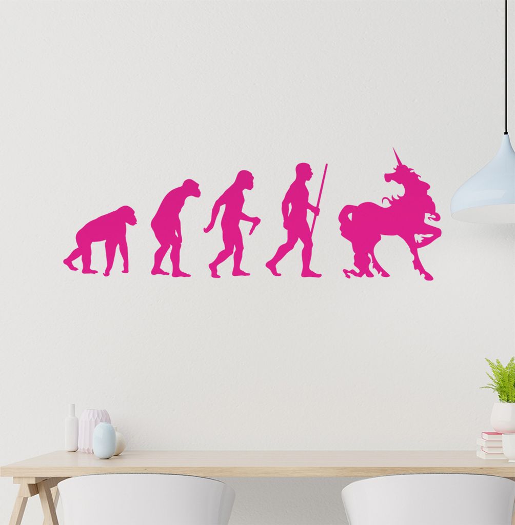 Einhorn Glitzer Evolution Wandtattoo Wandaufkleber Wall Sticker - Dekoration, Küche, Wohnzimmer, Schlafzimmer, Badezimmer
