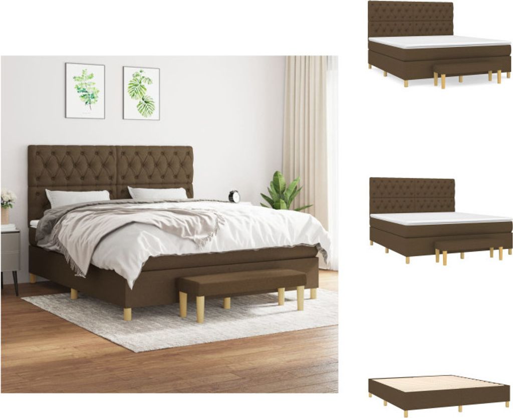 vidaXL Boxspringbett mit Matratze Dunkelbraun 160x200 cm Stoff - Betten & Bettgestelle