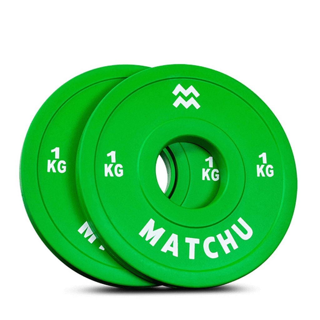 Matchu Sports Mini Bumper Plates Set - 2 x 1 kg - ø 50mm Gummi - Hantelscheiben - Fractional Plates