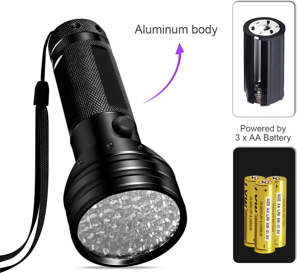 INF Torcia UV con 51 perline LED 395nm impermeabile - 4