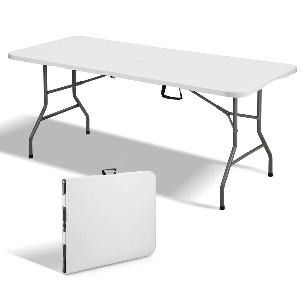Table pliante 180 cm sécurisée avec système de verrouillage et poignée