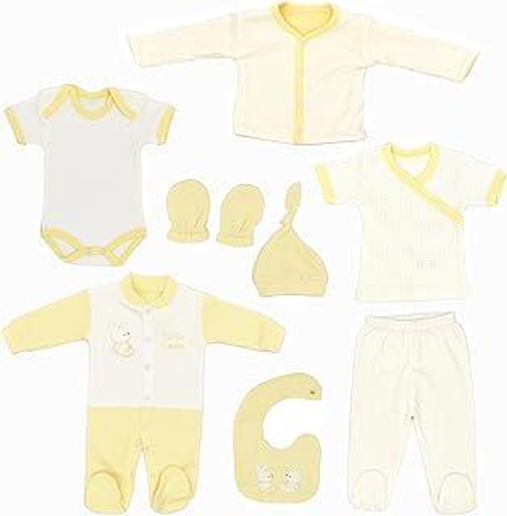 Blue Eyes Baby Geschenkset 8-teilig aus 100% natürliche Baumwolle – Neugeborenen Erstausstattung für Jungen und Mädchen Unisex Kleidung 0–4 ...