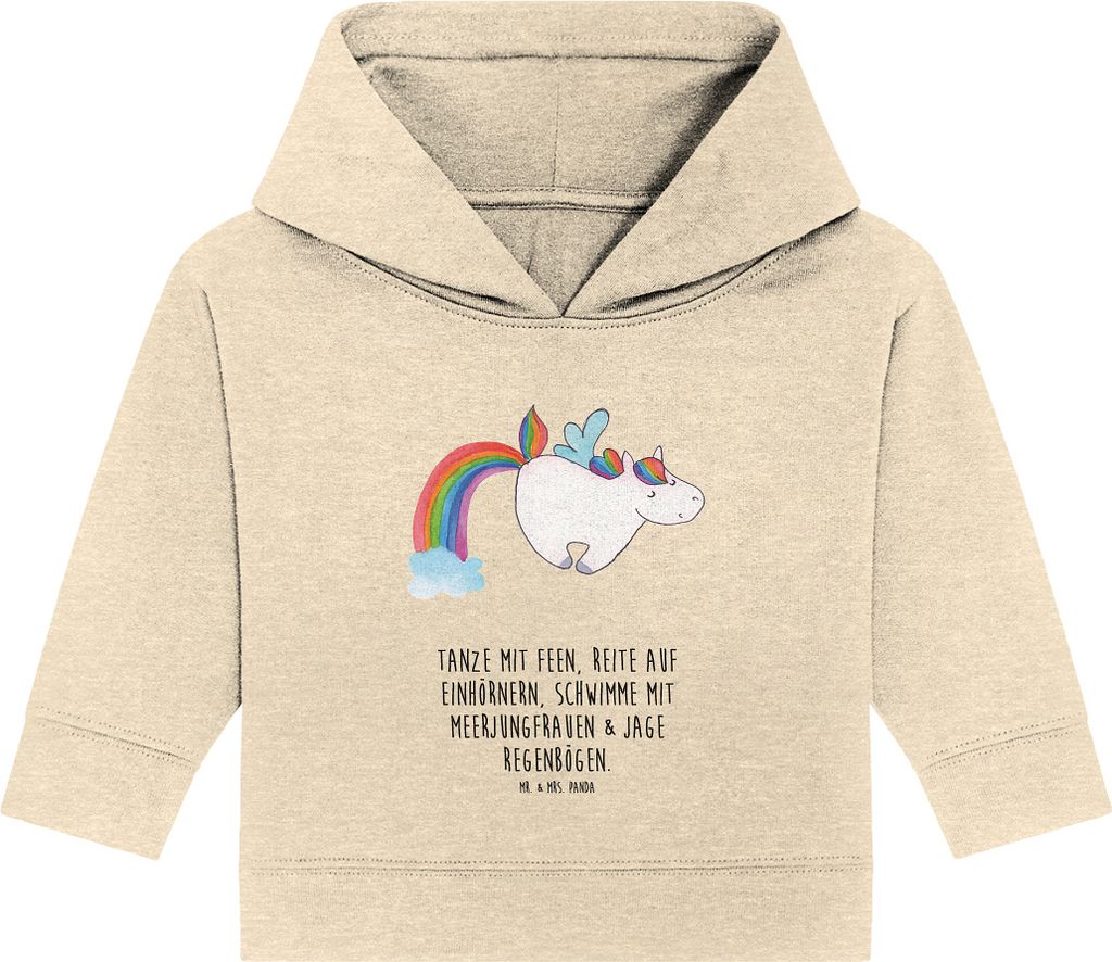 Mr. & Mrs. Panda Organic Baby Hoodie Einhorn Fliegendes Pferd 24. - 36. Monat - Natural Raw - Geschenk, Kapuzensweatshirt, Unicorn, Kapuzenshirt, S...