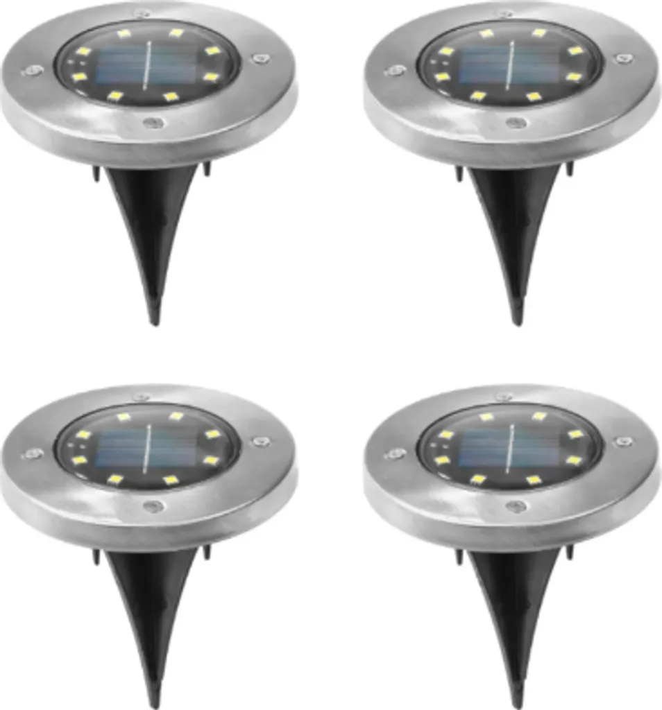 ZELURXX Lampe Solaire LED Extérieur 4x Blanc Chaud 12x14cm en Argent