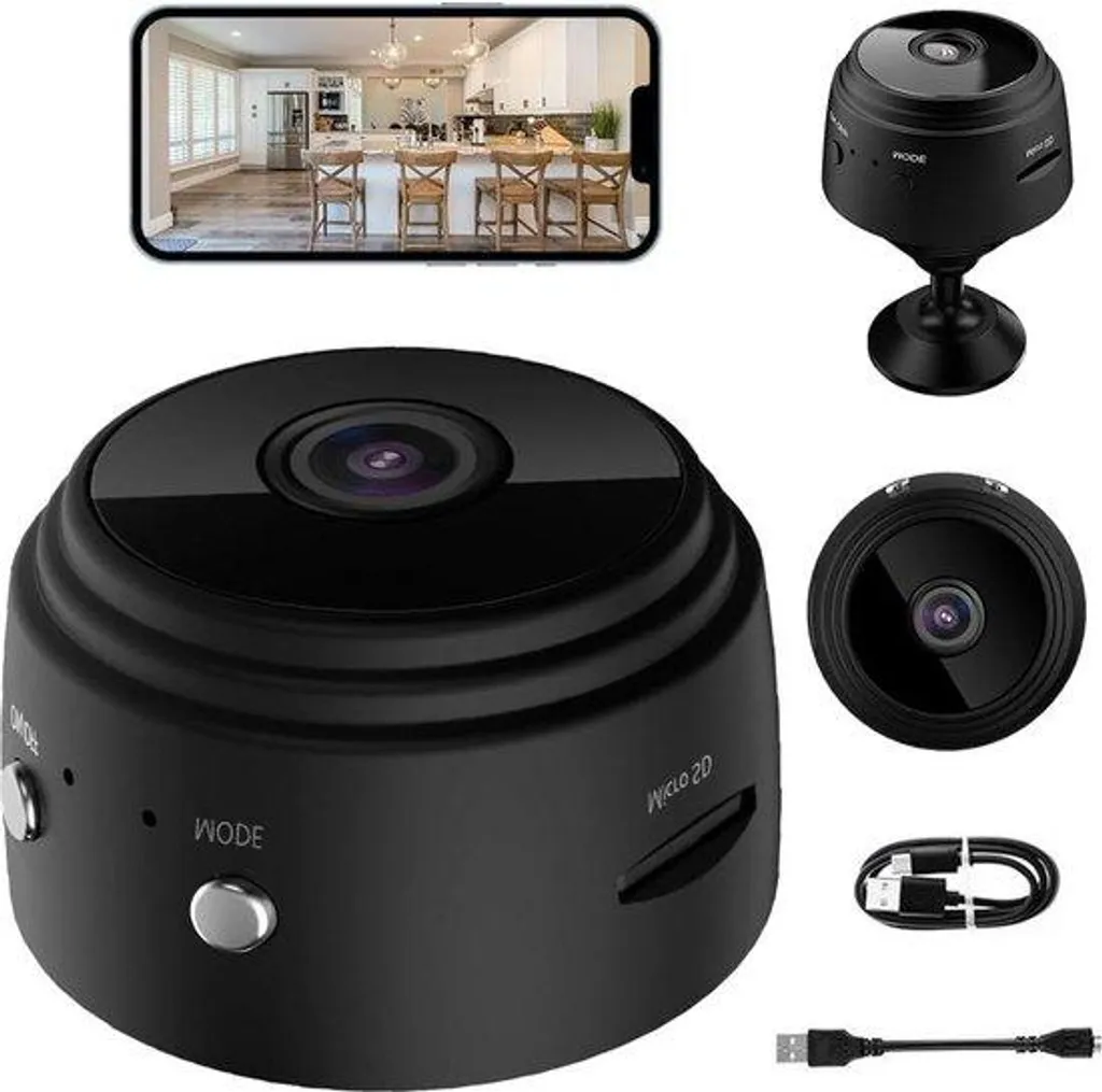 Mini caméra 4K Wi-Fi avec détecteur de mouvement et vision nocturne HD