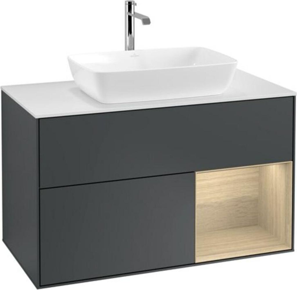 V&B Waschtischunterschrank Finion 100, Pl wh. m, Reg Oa ven, md bl. m Lac