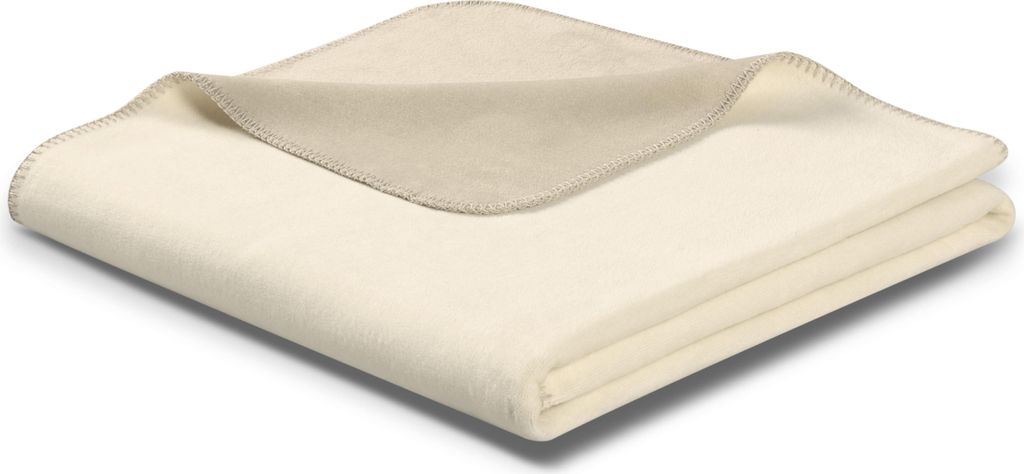 Biederlack Plaid mit Zierstich Doubleface Farbe ecru-feder Größe 150 x 200