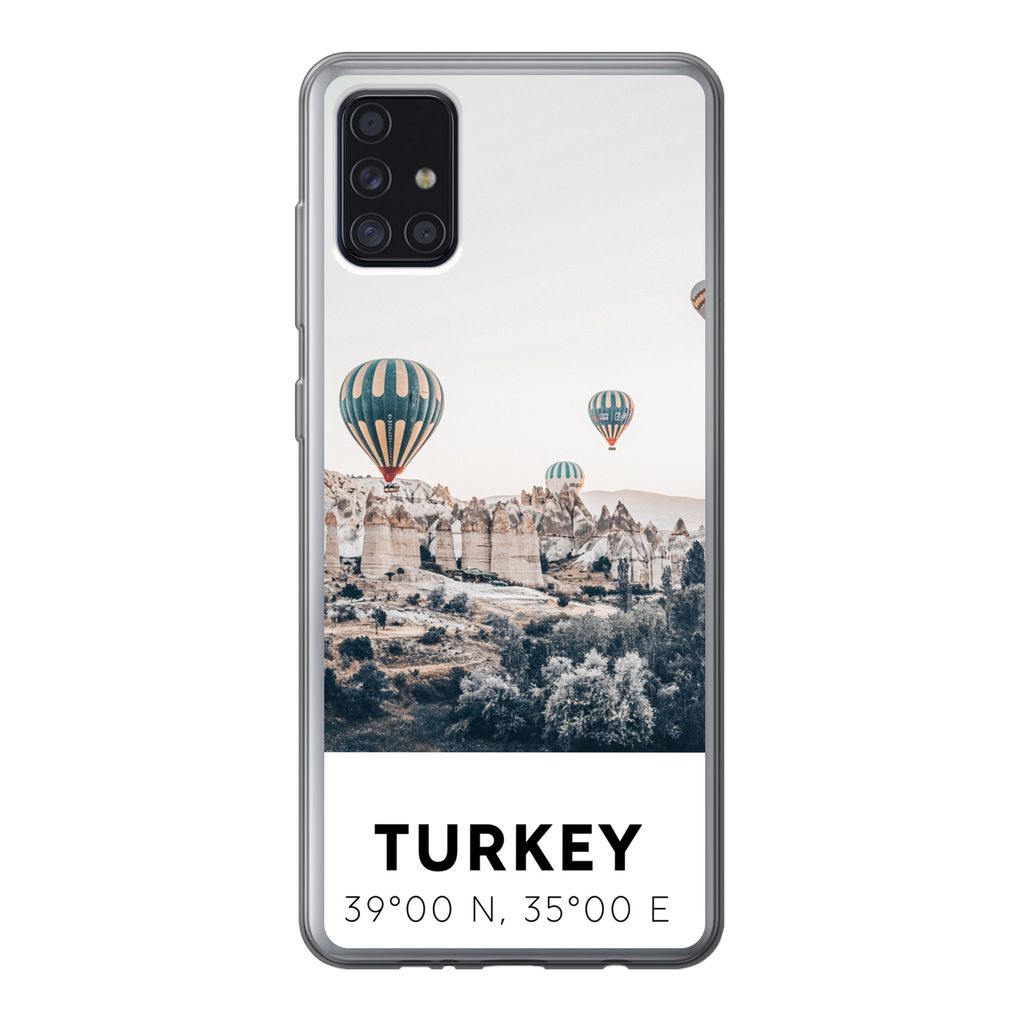 MuchoWow Handyhülle Schutzhülle Hülle für Samsung Galaxy A52 5G Heißluftballon - Türkei - Sommer - Grau Silikon Softcase Handy Hülle - Ums...