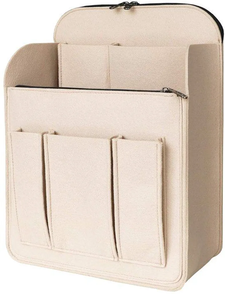 Pochette de rangement beige avec porte-clés et compartiment voyage