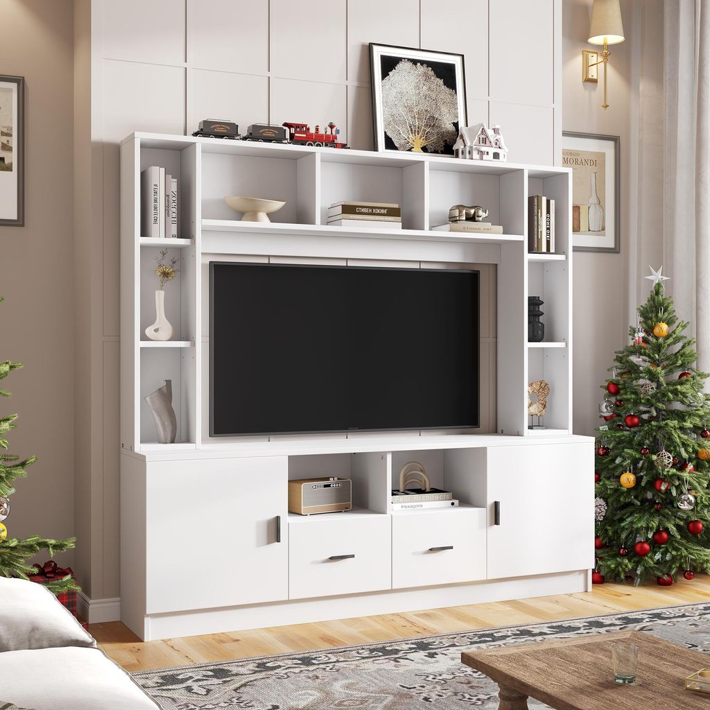 Set di pensili TV Merax con 2 armadi e 2 cassetti, moderno Immagine del prodotto 