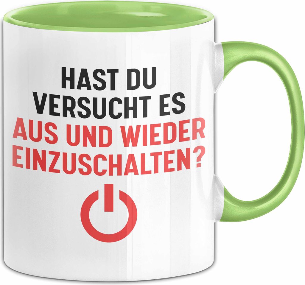 Aus Einschalten IT Techniker Tasse Geschenk Itler Nerd (Grün)