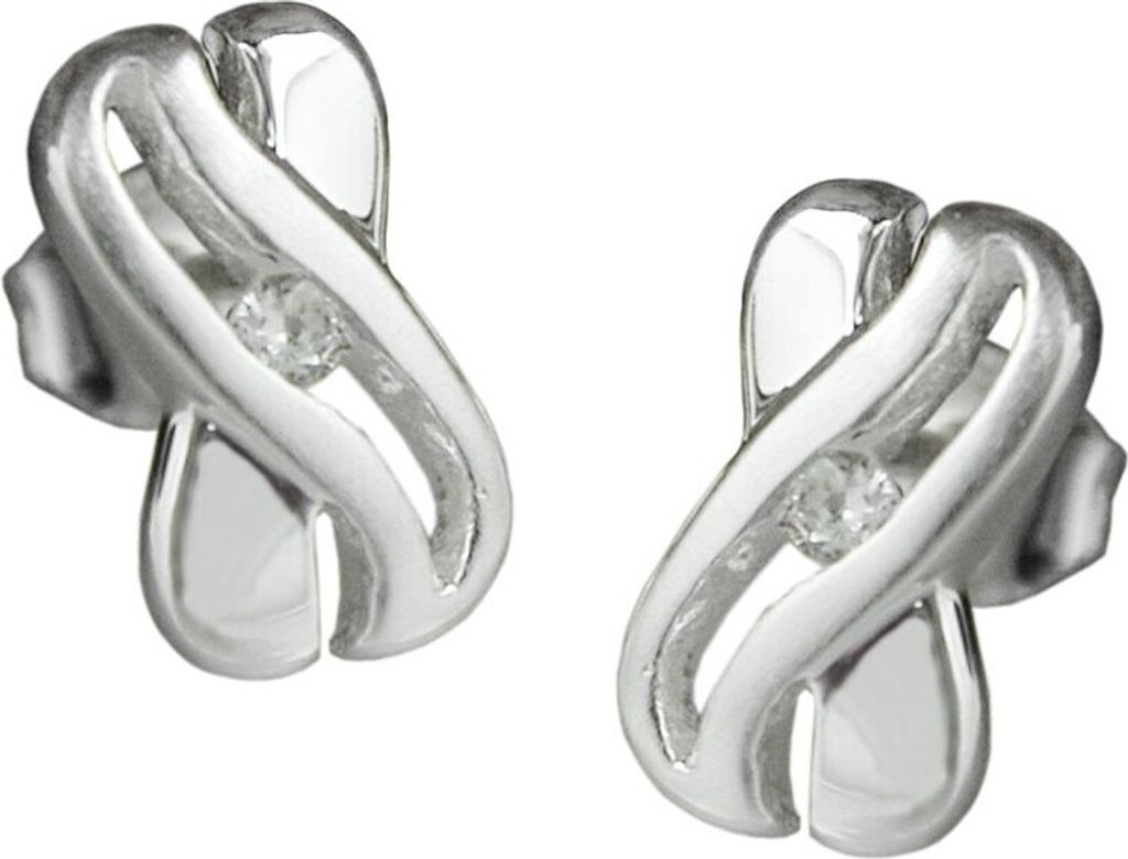 Stecker Ohrstecker in X-Form mit Zirkonia aus echtem 925 Silber für Damen