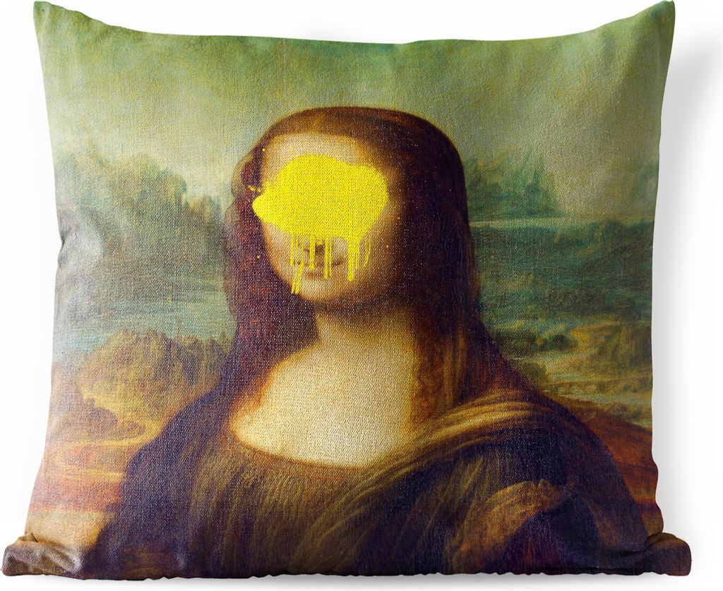 MuchoWow Outdoor Kissen - Mona Lisa - Leonardo da Vinci - Kunst - 60x60 cm - Wetterfest - Lounge Kissen - Dekoration - Schlaf Kissen