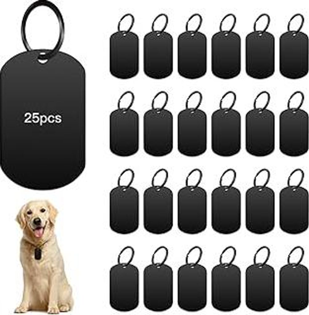 25Pcs 5x3cm Stanzrohlinge Aluminium Blank Dog Tags- Schildform mit Loch-1 mm Dicke – Blanko Dog Tags für Gravur – DIY Schmuckanhänger, Halske...