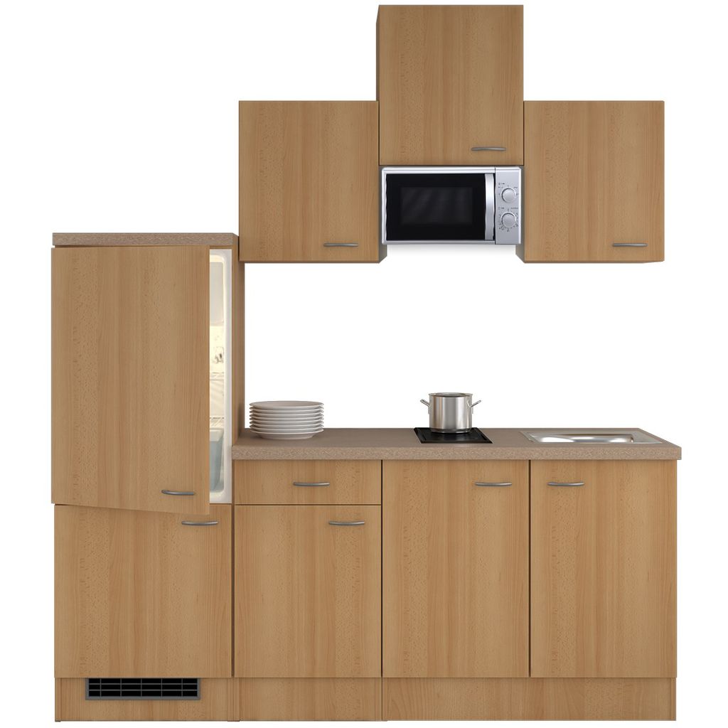 Singleküche mit E-Geräten - 210 cm breit - Buche – Namu