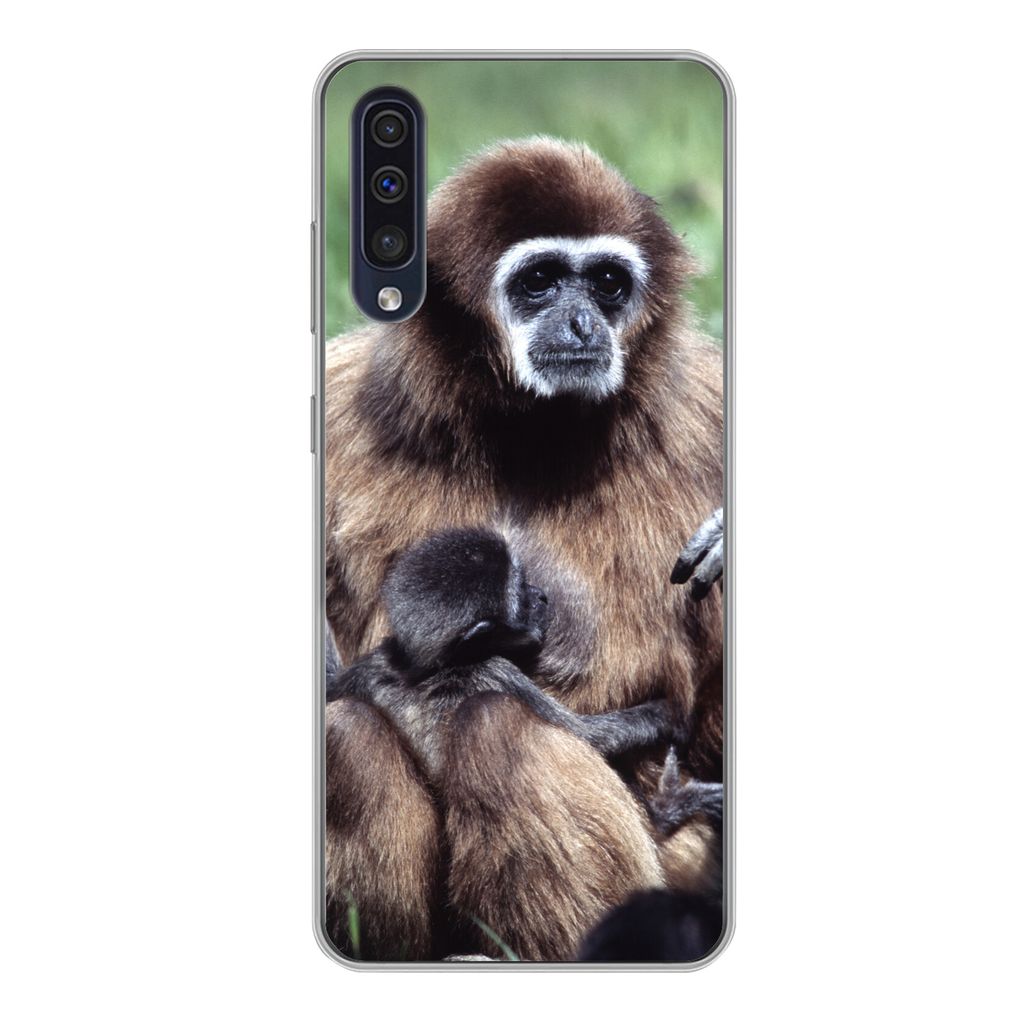MuchoWow Handyhülle Schutzhülle Hülle für Samsung Galaxy A50 Affe - Pflanzen - Jung Silikon Softcase Handy Hülle - Mobiltelefonhülle