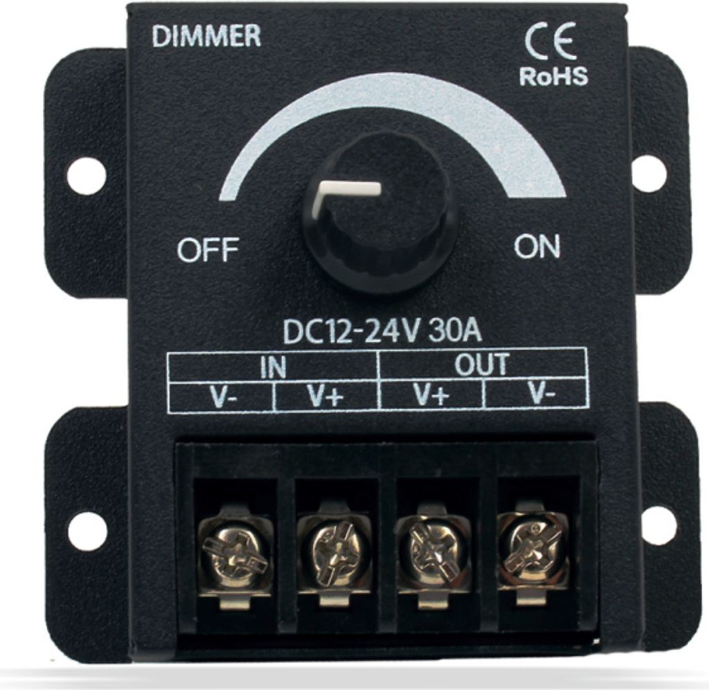 LED PWM Dimmregler für LED-Stripes DC12-24V 30A*1CH 24V<720W | Kompakte Version | Schwarz