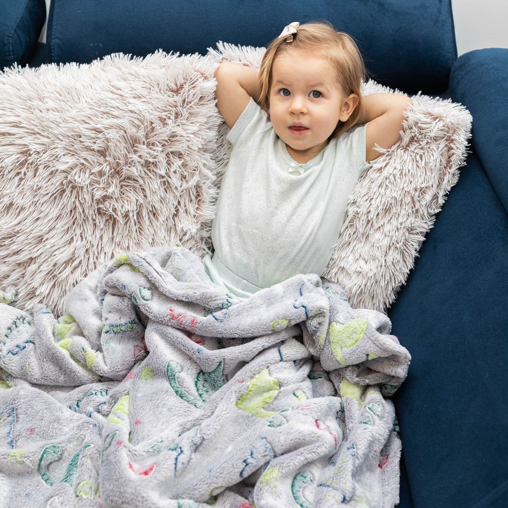 Dinosaurier Kuscheldecke Für Kinder - Flauschige Fleecedecke 100x130cm