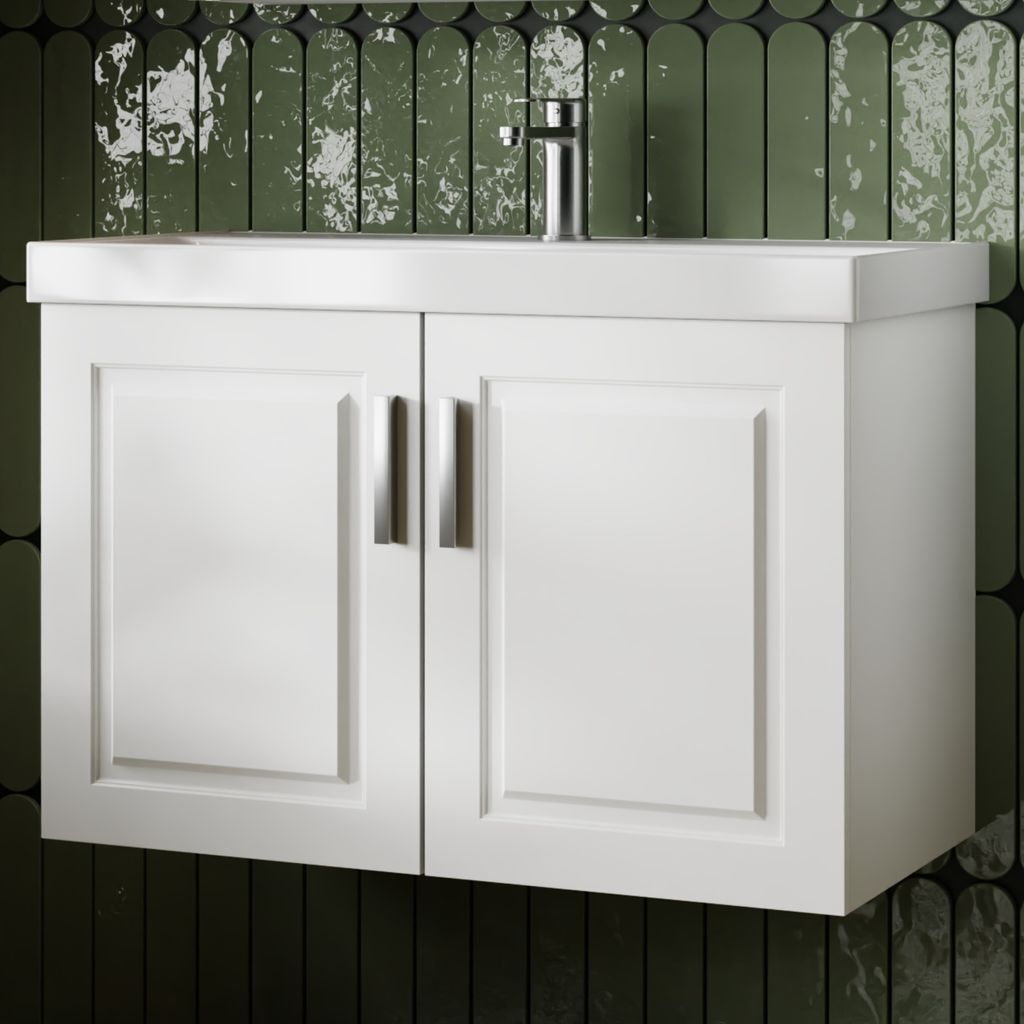 Waschtisch-Set Arin| Waschtisch mit Unterschrank Weiß| Badschrank 80 Waschbecken