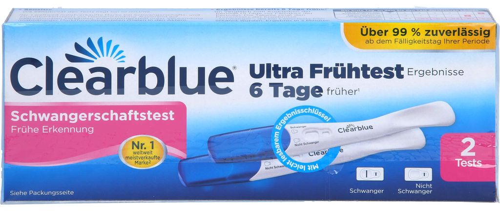 CLEARBLUE Schwangerschaftstest frühe Erkennung 2St PZN Produktbild 