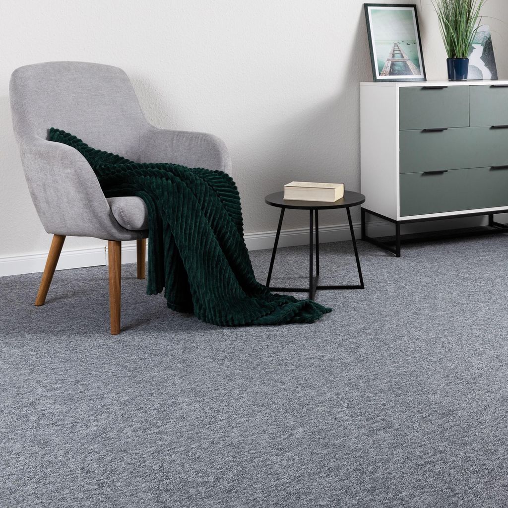 Steffensmeier Schlingen Teppichboden Meddon XL Meterware | Auslegware für Flur Büro | 1m 2m 3m 4m 5m breit! | Grau, Größe: 300x200 cm