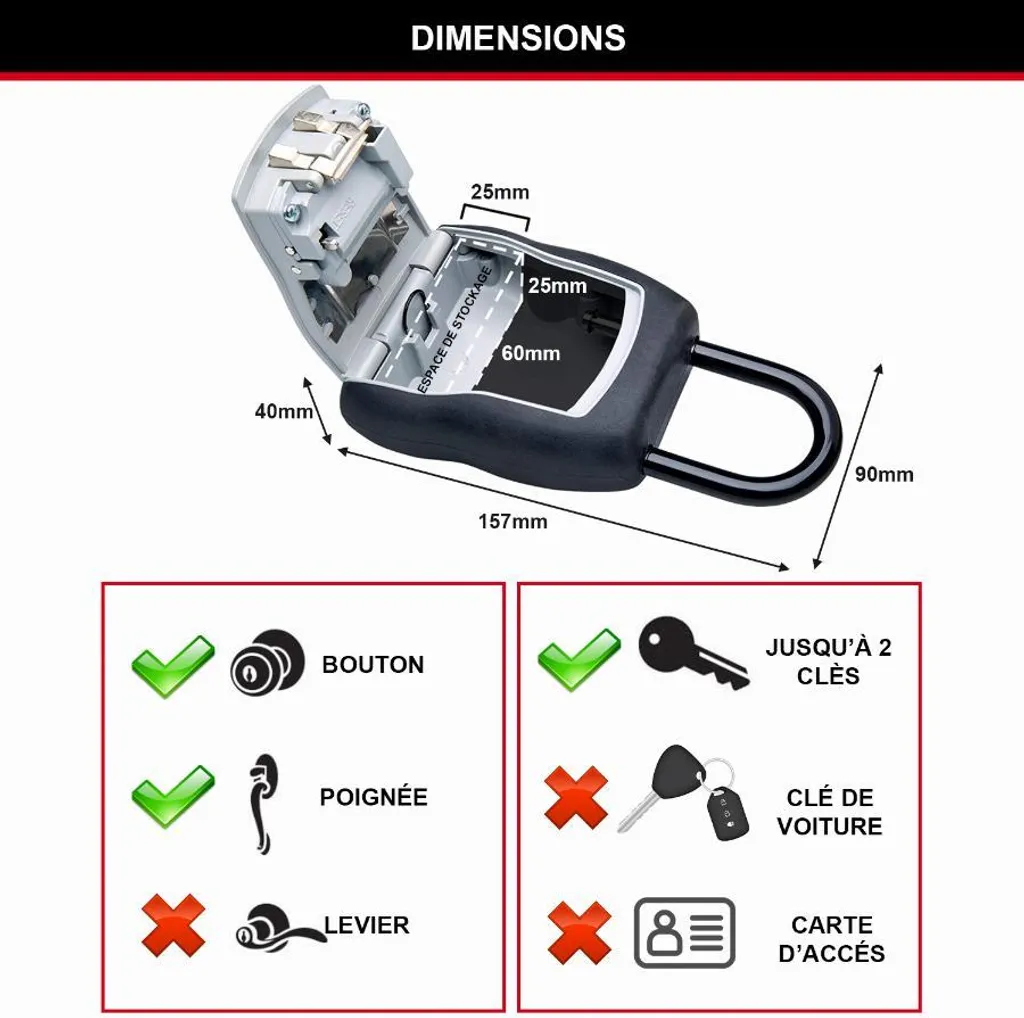 Master Lock 5400EURD Coffre à clés robuste avec anse amovible Medium - 12