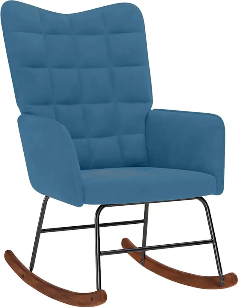 Sedia a Dondolo Velluto Blu Struttura Metallo | Poltrona Rocking