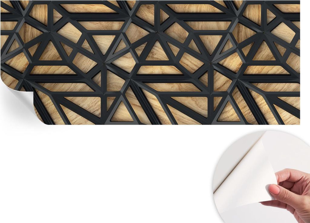 Selbstklebende Wandtapete - Dekorative Tapete für Wohnzimmer - Klebefolie für Wandbilder - Tapetenfolie für Wanddekoration - 208x146 cm - Geomet...