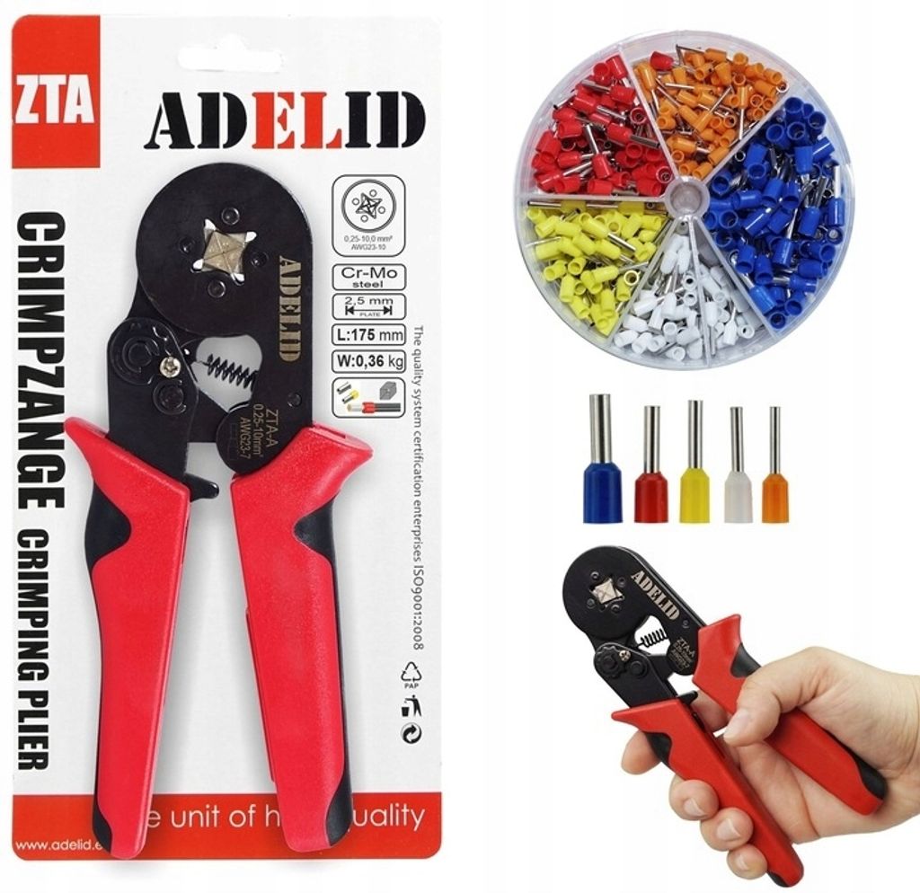 Profi selbsteinstellend Crimpzange Ratsche für Aderendhülsen 0,25-10mm²