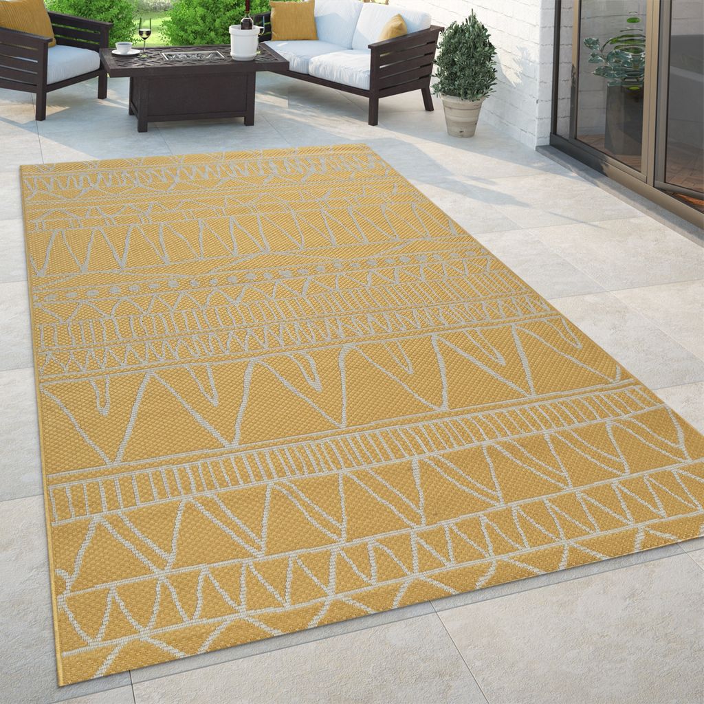 In- & Outdoor Teppich Flachgewebe Palmen Boho Sisaloptik robust Balkon & Garten Grösse 60x100 cm