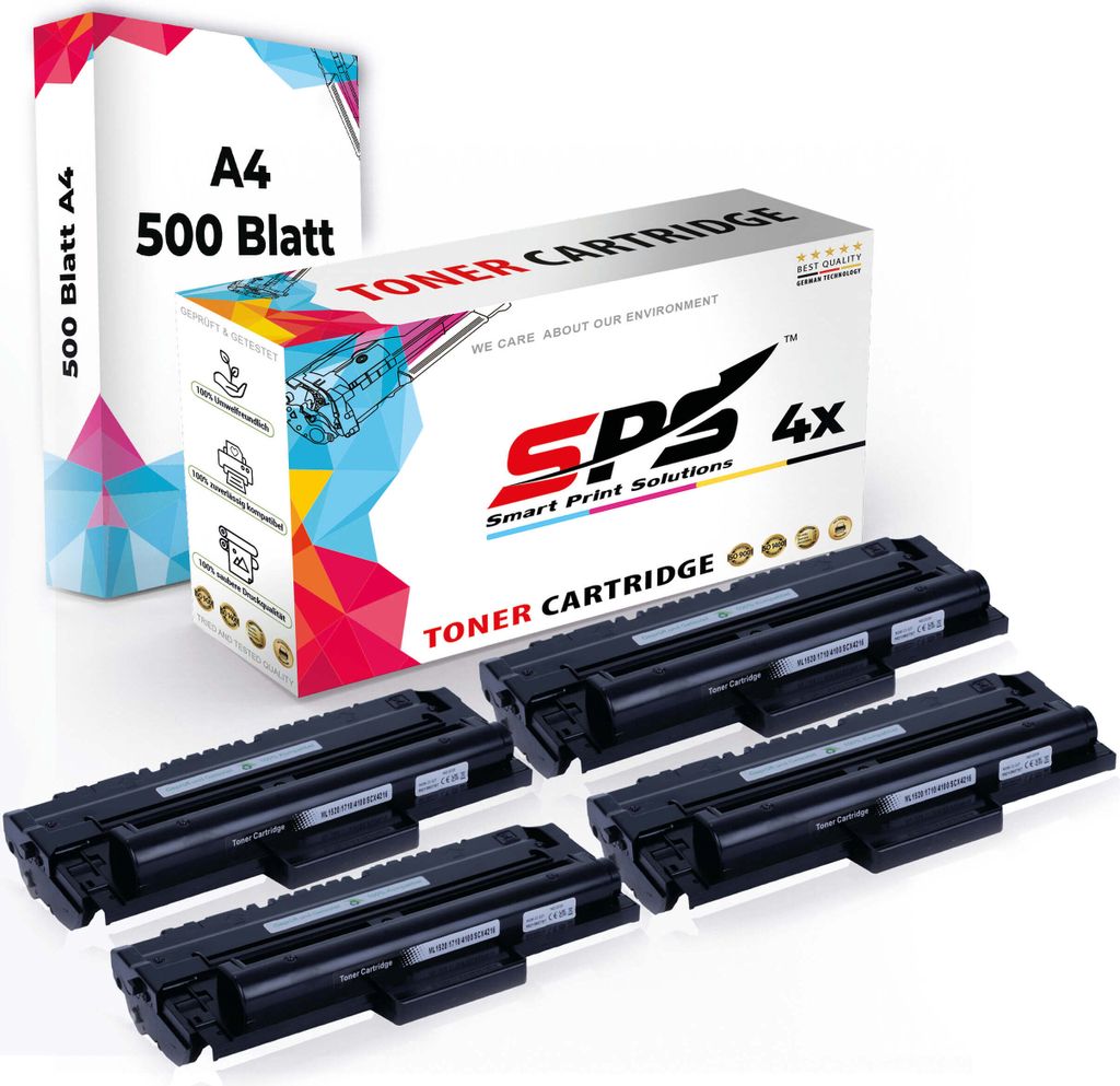 Druckerpapier A4 + 4x Multipack Set Kompatibel für Samsung ML 1510 (ML-1710D3/1710) Toner Schwarz