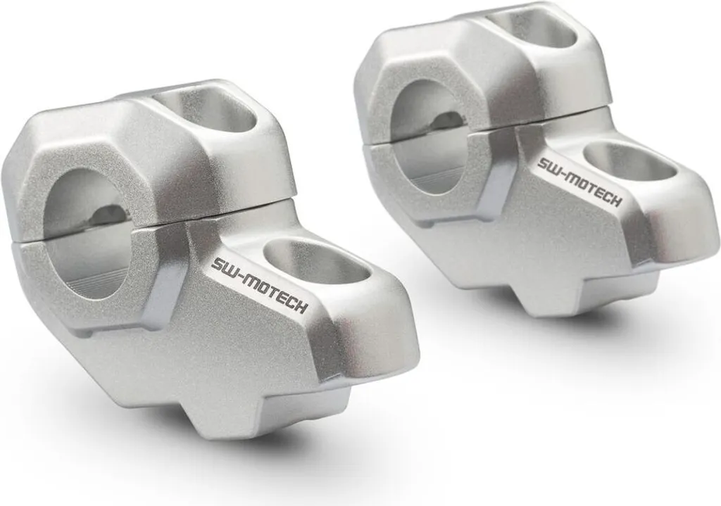 Pontet de guidon moto 22mm déporté de 21mm rehausse 30mm coloris argent