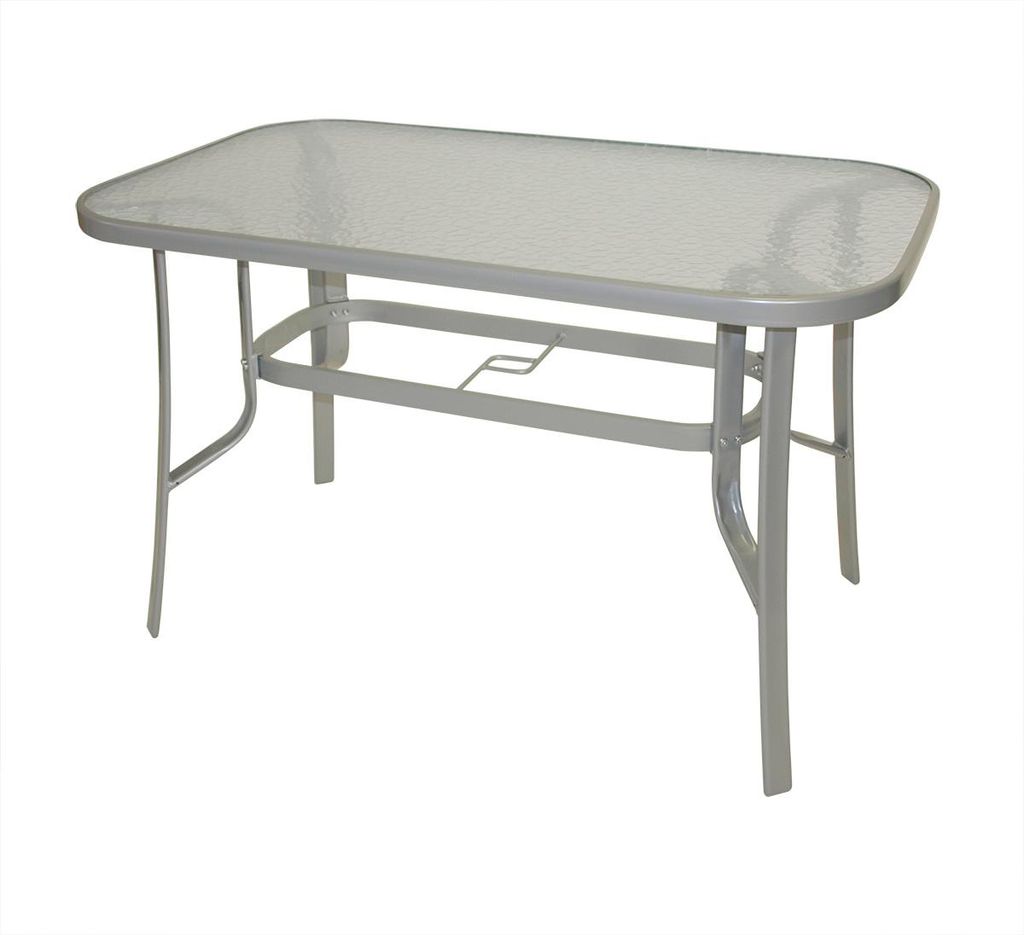 Gartentisch Tisch mit Glasplatte und Stahlgestell 120x70 cm Produktbild 