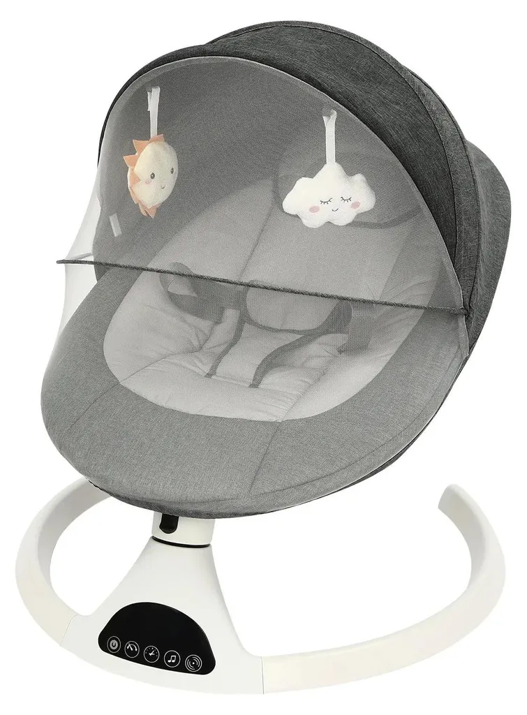 Balançoire bébé contre les coliques : transat électrique gris 5 vitesses