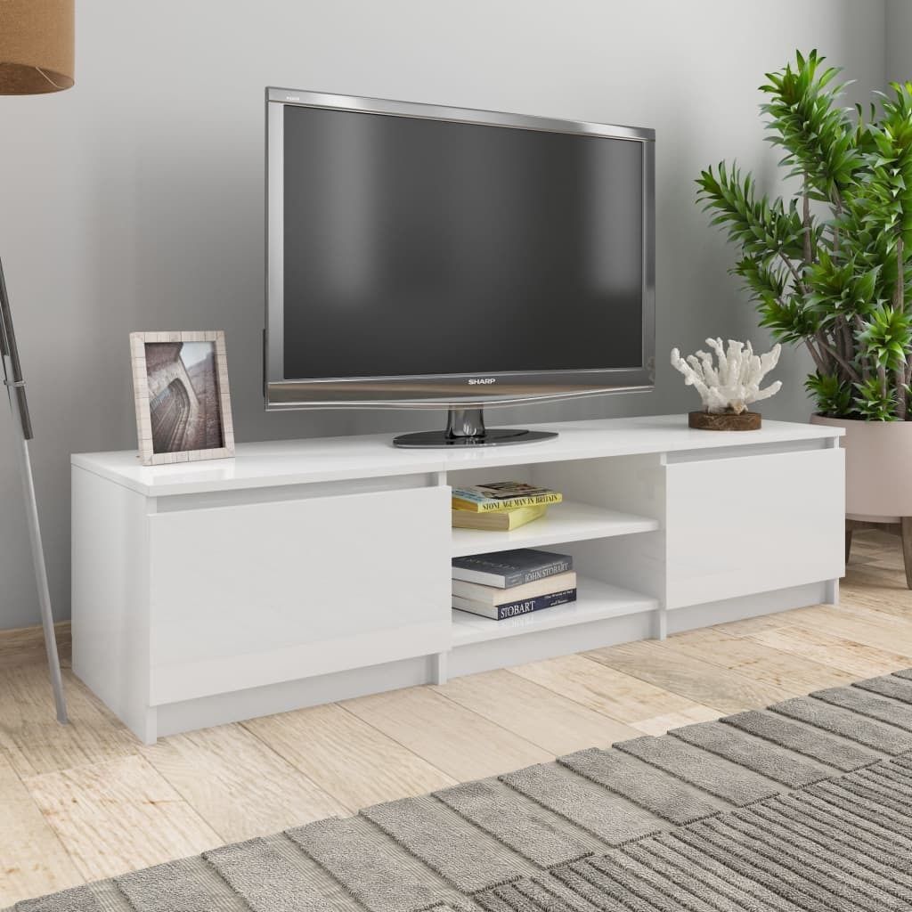 Maison Exclusive - TV-Schrank Hochglanz-Weiß 140x40x35,5 cm Holzwerkstoff