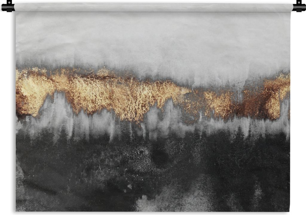 MuchoWow Wandteppich Wandbehang Gold - Chic - Abstrakt 120x90 cm Tapisserie Dekoration Wandtuch - Wohnen - Aufhänger für die Wand