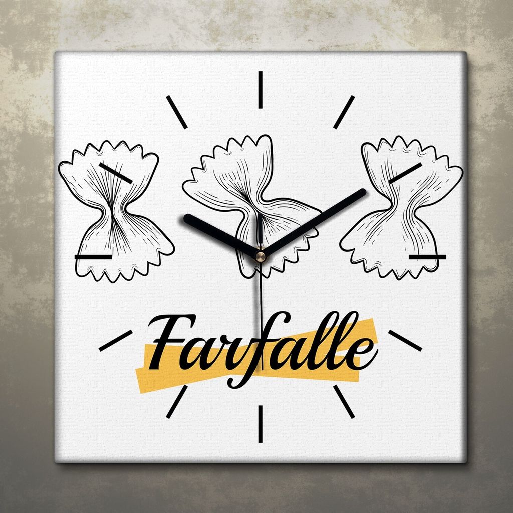 Wohnzimmer Leinwand Uhr Geräuschlos Küche 30x30 Italienische, Nudel, Pasta, Motive, schwarze Zeiger