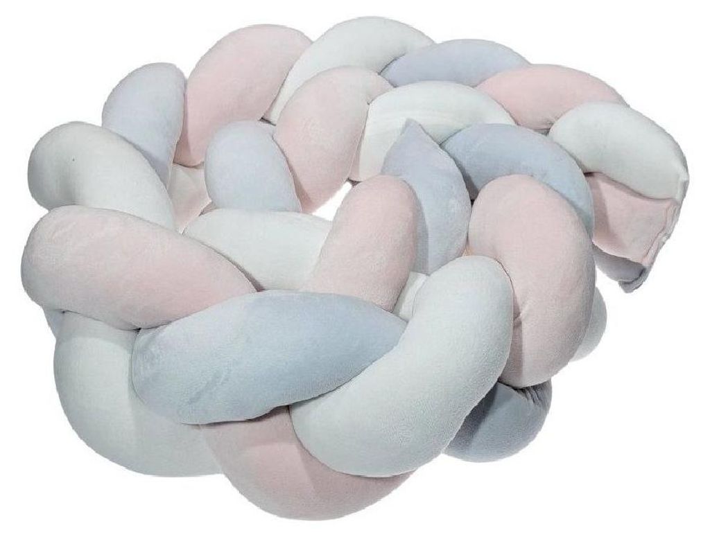 LuMali postýlková hrazda pro miminka, šedá/růžová, 210 x 18 Obrázek produktu 