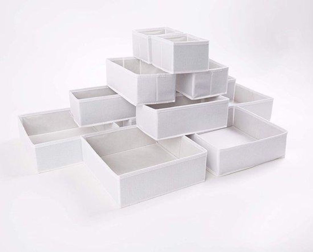 Grosser Schubladen-Organizer-Set von 12 weißen Schubladenverteilern für den Haushalt Kleidungsopbehrer Unterwäschenaufbewahrer für den Kleiders...