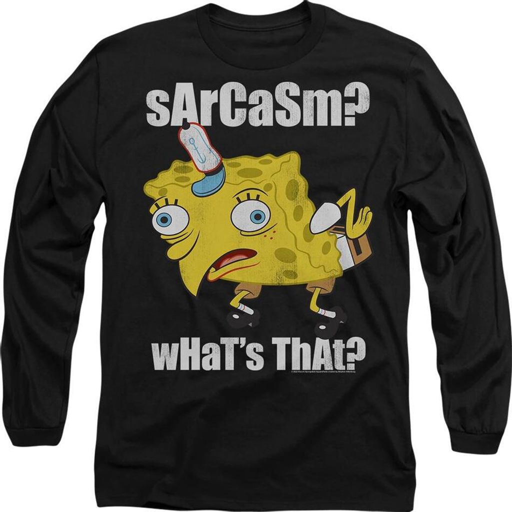 SpongeBob SquarePants - "Sarcasm Meme" T-Shirt für Herren/Damen Uni TV10734 (L) (Schwarz)