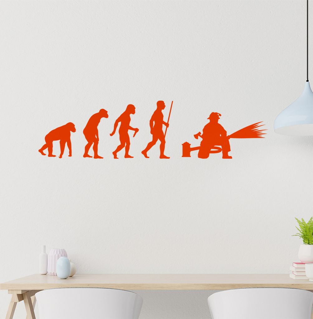 Feuerwehrmann Evolution Wandtattoo Wandaufkleber Wall Sticker - Dekoration, Küche, Wohnzimmer, Schlafzimmer, Badezimmer