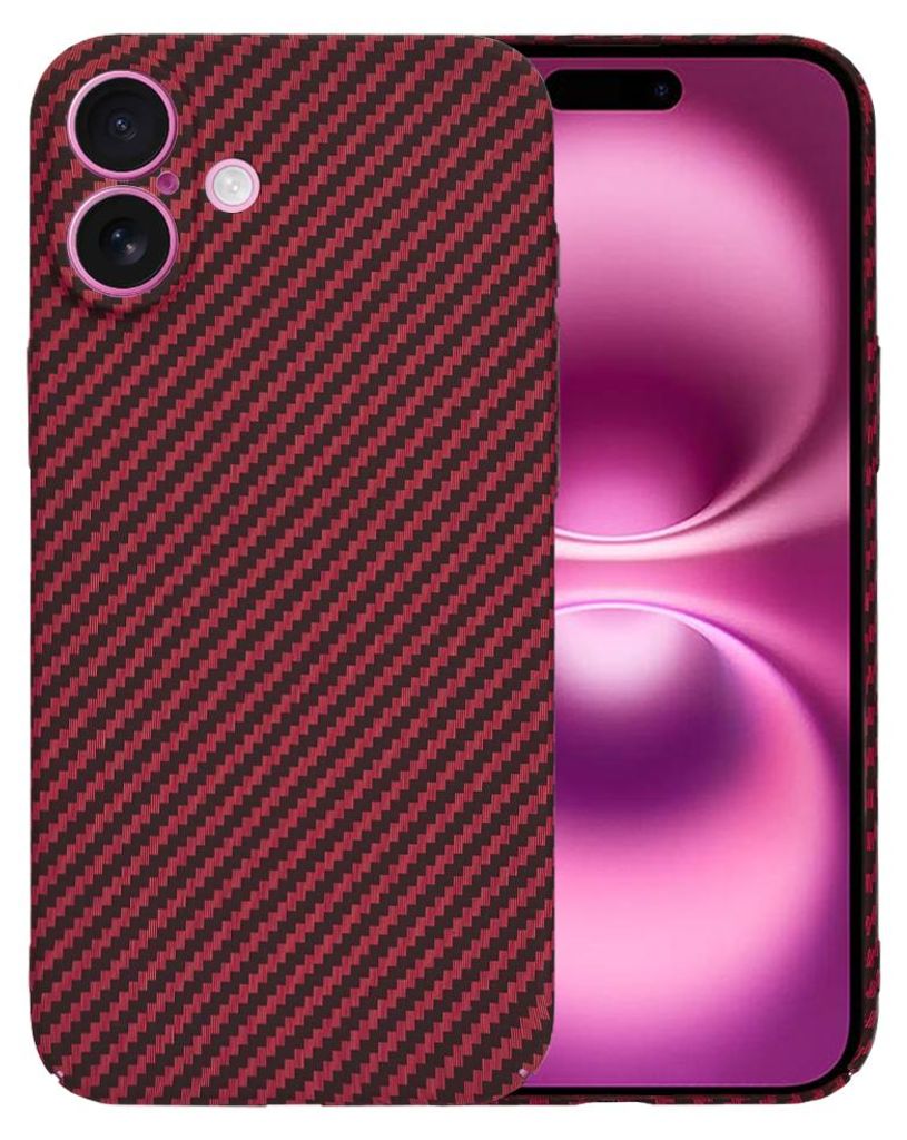 Techsuit Carbonite FiberShell Back Cover Hülle für Apple iPhone 16 Plus - Rot